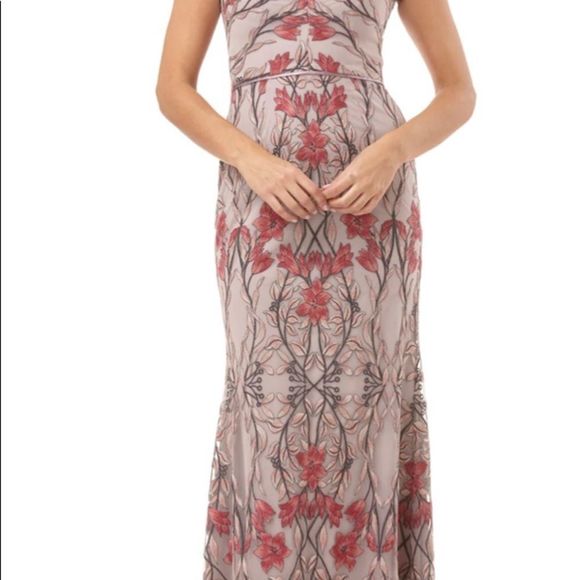 JS collection women dress pink with embroidered flower mesh - Picture 2 of 6